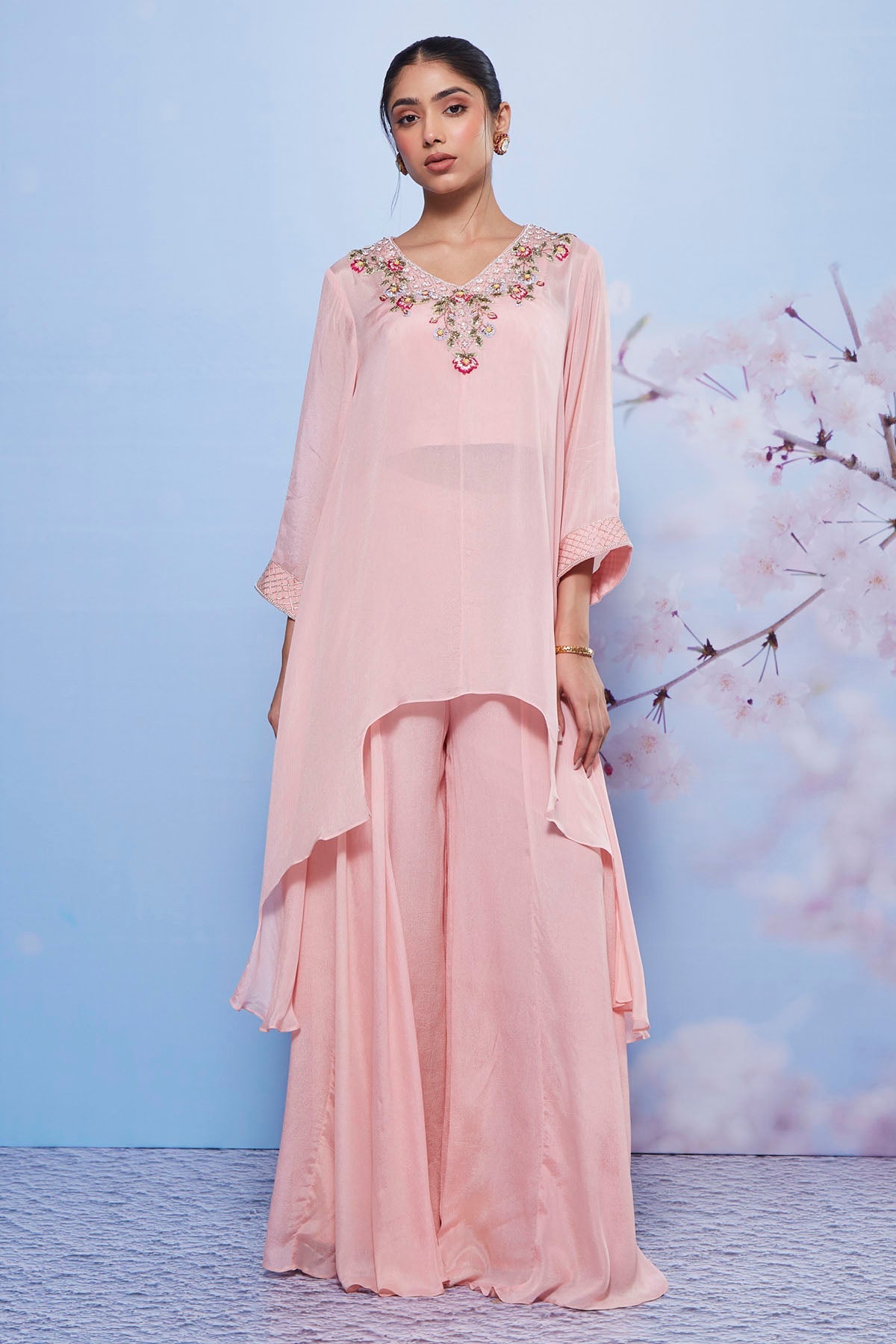 Buy Pink Asymmetrical Kurta Set Online